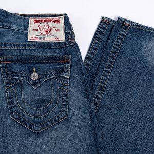 Men's True Religion Ricky Straight Jeans 32Wx32L Dark Blue Denim